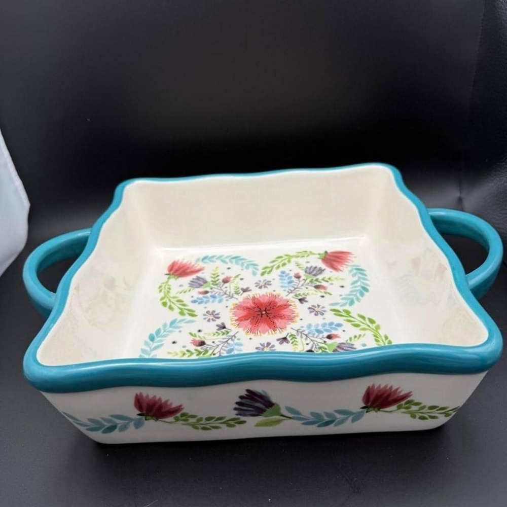 Highland stoneware baking dish floral square